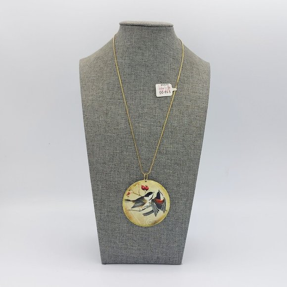 Zad Vintage Necklace Birds Gold Toned Chain Round Bird Pendant Lobster Clasp - Picture 1 of 7